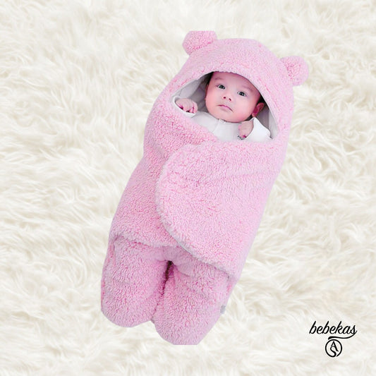 0 - 12 Ay içi Elyaflı Kulaklı Welsoft Dış Kundak Pembe Bebek Battaniye